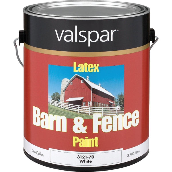 Valspar 018.3121-70.007 Latex Paint & Primer In One Flat Barn & Fence Paint White 1 Gal.