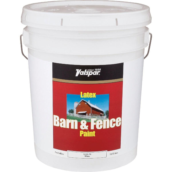 Valspar 018.3125-70.008 Latex Paint & Primer In One Flat Barn & Fence Paint White 5 Gal.