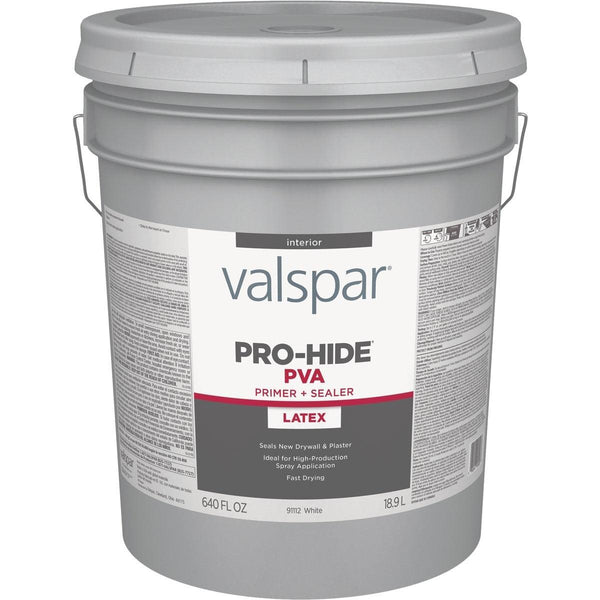 Valspar 028.0091112.008 Pro-Hide PVA Interior Latex Drywall Primer White 5 Gal.