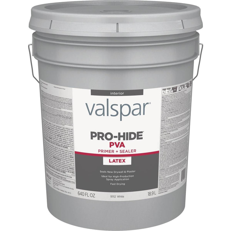 Valspar 028.0091112.008 Pro-Hide PVA Interior Latex Drywall Primer White 5 Gal.